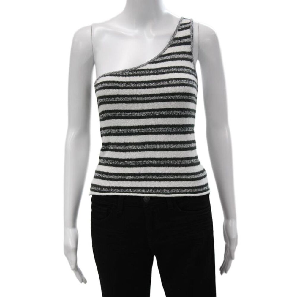 Zulu & Zephyr Womens Basic One Shoulder Striped Nautical Tank Linen Size 6